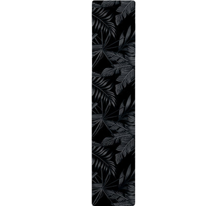Black Palm Leaf Aloha Pattern Print Table Runner