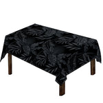 Black Palm Leaf Aloha Pattern Print Tablecloth