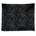Black Palm Leaf Aloha Pattern Print Tapestry