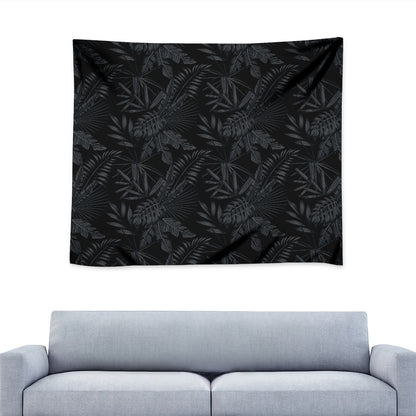 Black Palm Leaf Aloha Pattern Print Tapestry