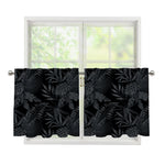 Black Palm Leaf Aloha Pattern Print Tier Curtains