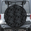 Black Palm Leaf Aloha Pattern Print Tire Cover
