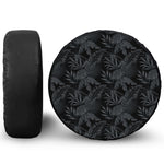 Black Palm Leaf Aloha Pattern Print Tire Cover