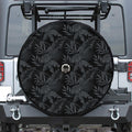 Black Palm Leaf Aloha Pattern Print Tire Cover With Camera Hole