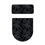 Black Palm Leaf Aloha Pattern Print Toilet Lid And Tank Cover Set