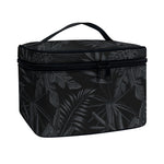 Black Palm Leaf Aloha Pattern Print Travel Makeup Bag