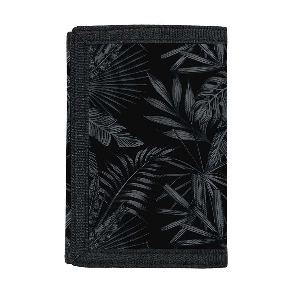 Black Palm Leaf Aloha Pattern Print Trifold Wallet