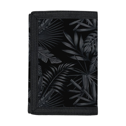 Black Palm Leaf Aloha Pattern Print Trifold Wallet