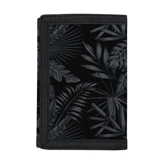 Black Palm Leaf Aloha Pattern Print Trifold Wallet