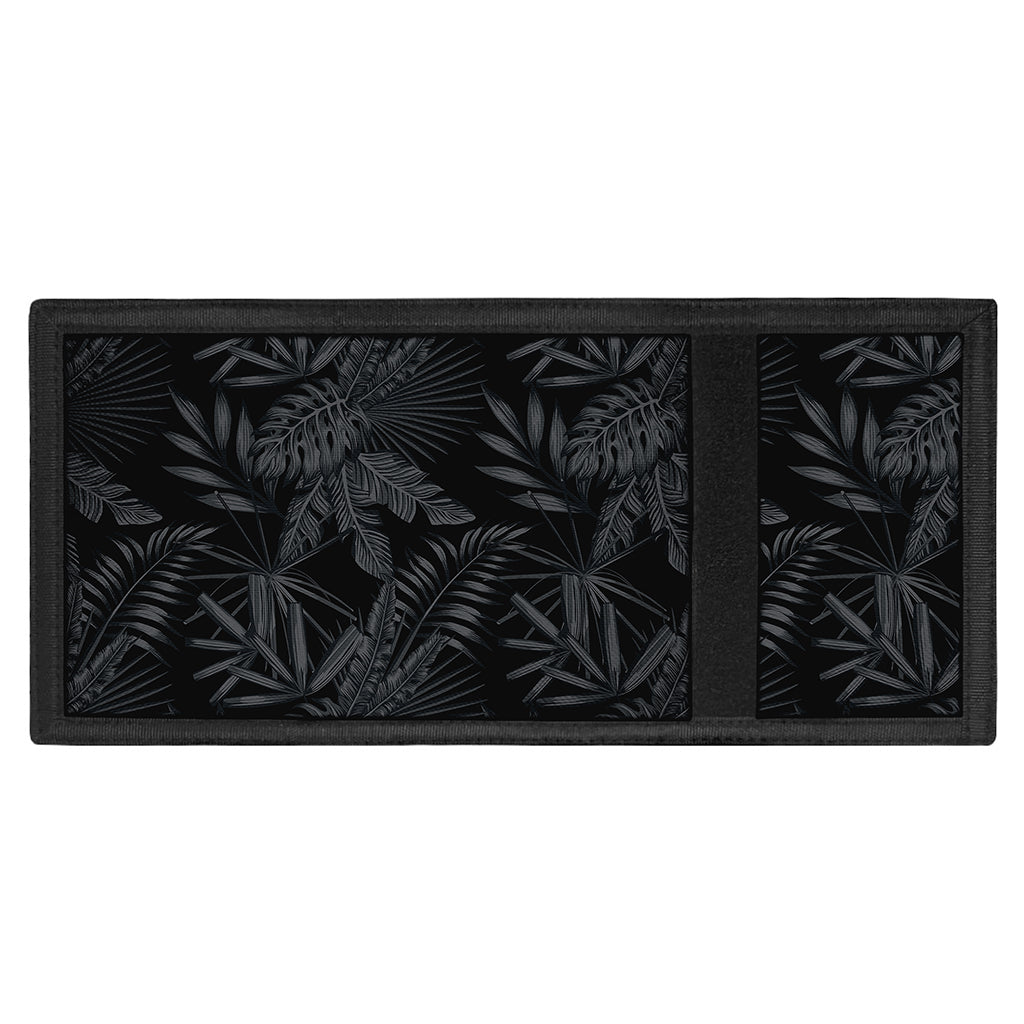 Black Palm Leaf Aloha Pattern Print Trifold Wallet