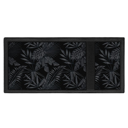 Black Palm Leaf Aloha Pattern Print Trifold Wallet