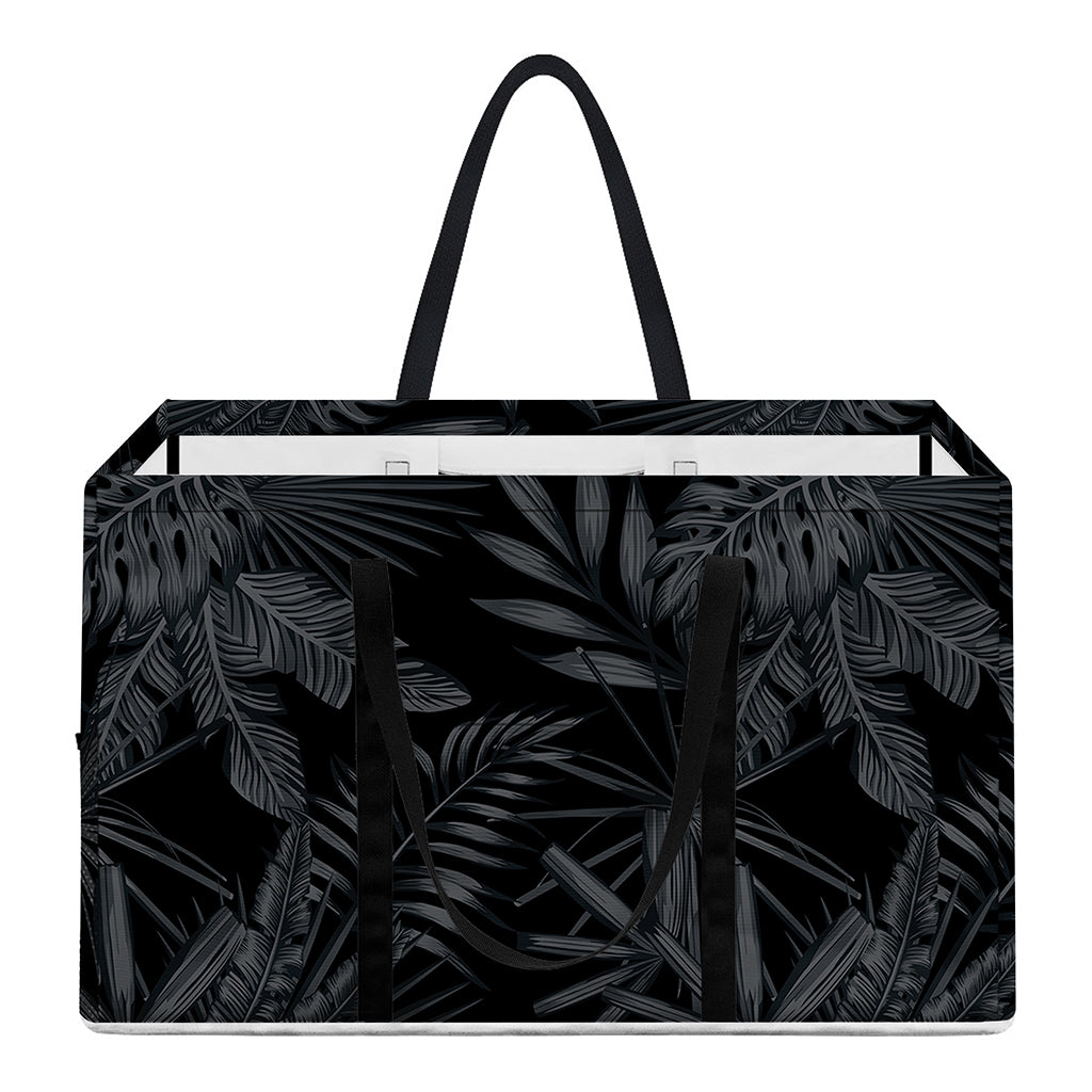 Black Palm Leaf Aloha Pattern Print Utility Tote Bag