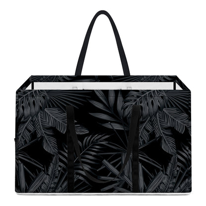 Black Palm Leaf Aloha Pattern Print Utility Tote Bag