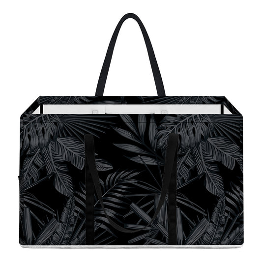 Black Palm Leaf Aloha Pattern Print Utility Tote Bag