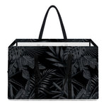 Black Palm Leaf Aloha Pattern Print Utility Tote Bag