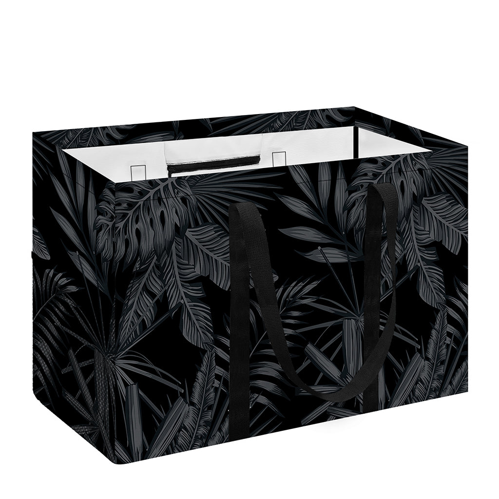 Black Palm Leaf Aloha Pattern Print Utility Tote Bag