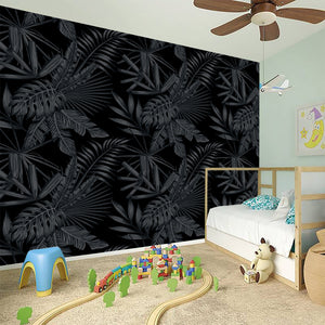 Black Palm Leaf Aloha Pattern Print Wall Sticker