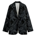 Black Palm Leaf Aloha Pattern Print Women's Blazer