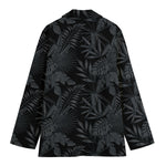 Black Palm Leaf Aloha Pattern Print Women's Cotton Blazer