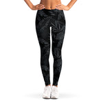 Black Palm Leaf Aloha Pattern Print Women's Leggings