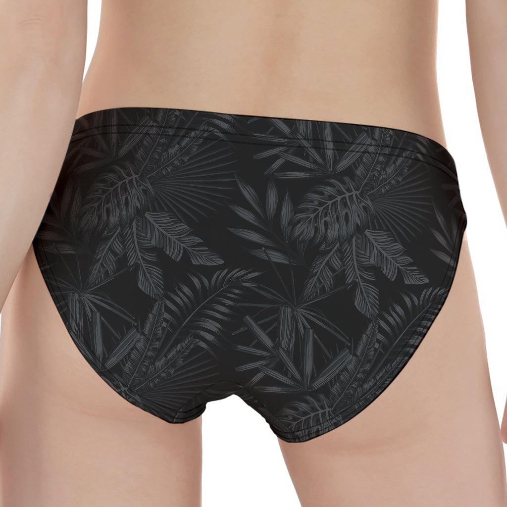 Black Palm Leaf Aloha Pattern Print Women's Panties