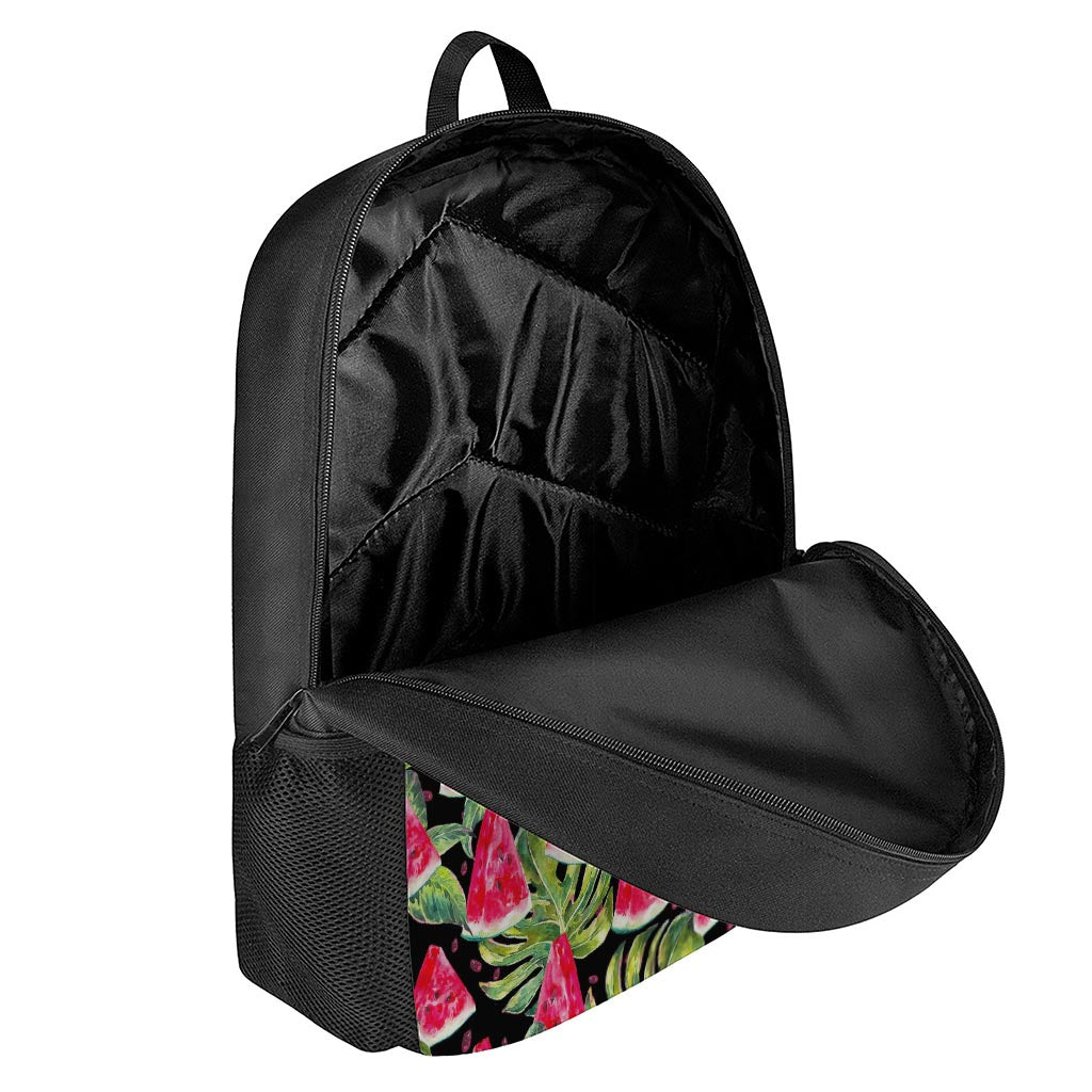 Black Palm Leaf Watermelon Pattern Print 17 Inch Backpack