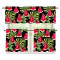 Black Palm Leaf Watermelon Pattern Print 3 Piece Kitchen Curtains