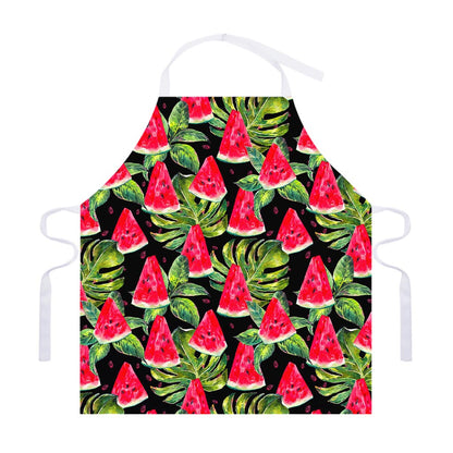 Black Palm Leaf Watermelon Pattern Print Adjustable Apron