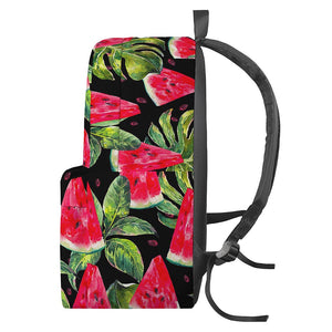 Black Palm Leaf Watermelon Pattern Print Backpack