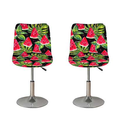 Black Palm Leaf Watermelon Pattern Print Bar Stool Covers