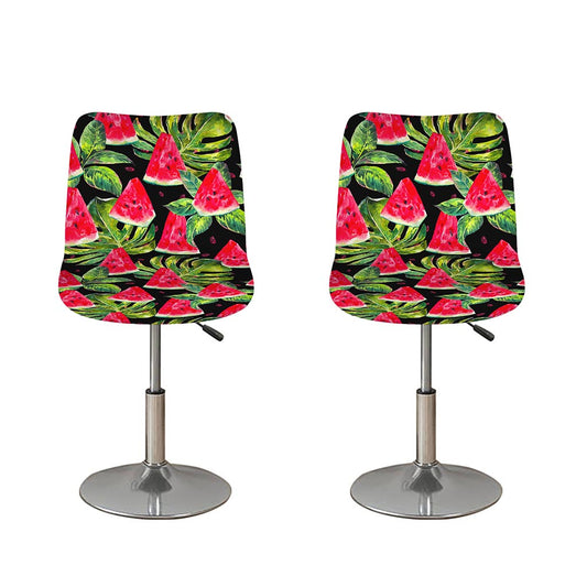 Black Palm Leaf Watermelon Pattern Print Bar Stool Covers