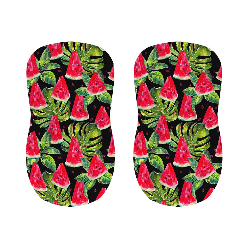Black Palm Leaf Watermelon Pattern Print Bar Stool Covers