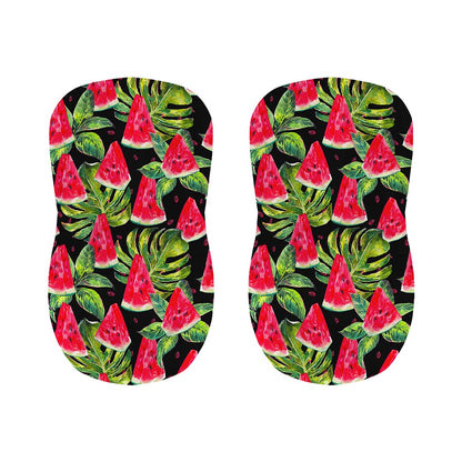 Black Palm Leaf Watermelon Pattern Print Bar Stool Covers