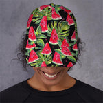 Black Palm Leaf Watermelon Pattern Print Baseball Cap