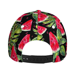 Black Palm Leaf Watermelon Pattern Print Baseball Cap