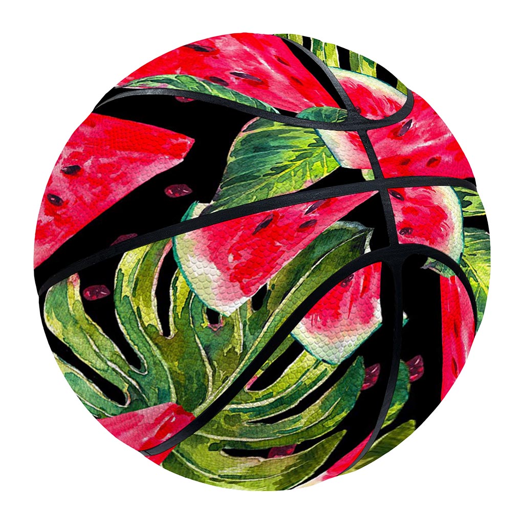 Black Palm Leaf Watermelon Pattern Print Basketball