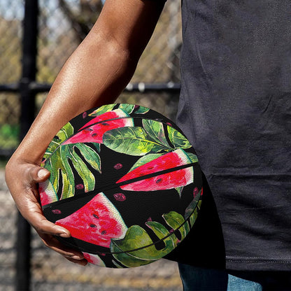 Black Palm Leaf Watermelon Pattern Print Basketball
