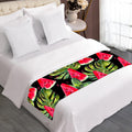 Black Palm Leaf Watermelon Pattern Print Bed Runner