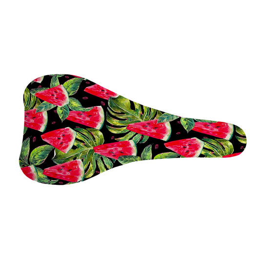 Black Palm Leaf Watermelon Pattern Print Bicycle Seat Cover