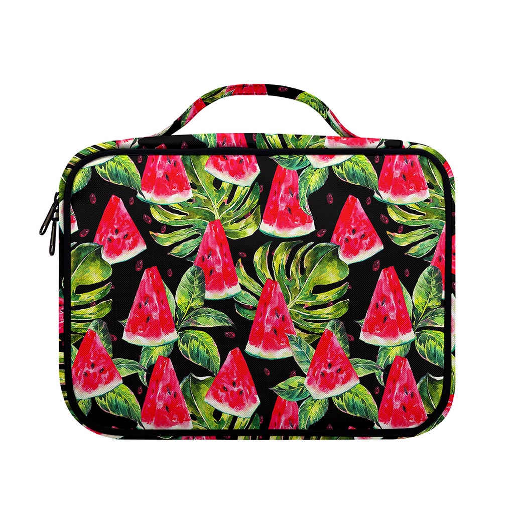 Black Palm Leaf Watermelon Pattern Print Briefcase Bible Bag