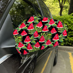 Black Palm Leaf Watermelon Pattern Print Car Side Mirror Covers