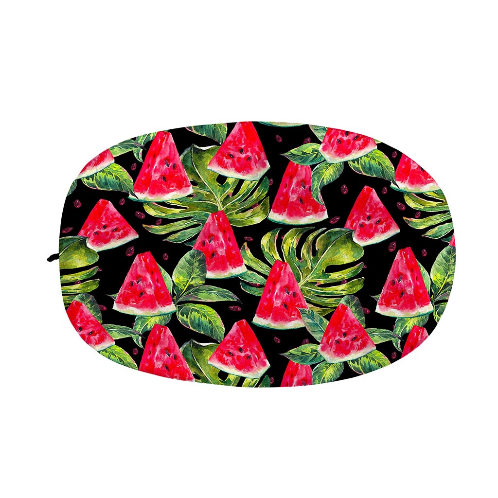 Black Palm Leaf Watermelon Pattern Print Car Side Mirror Covers