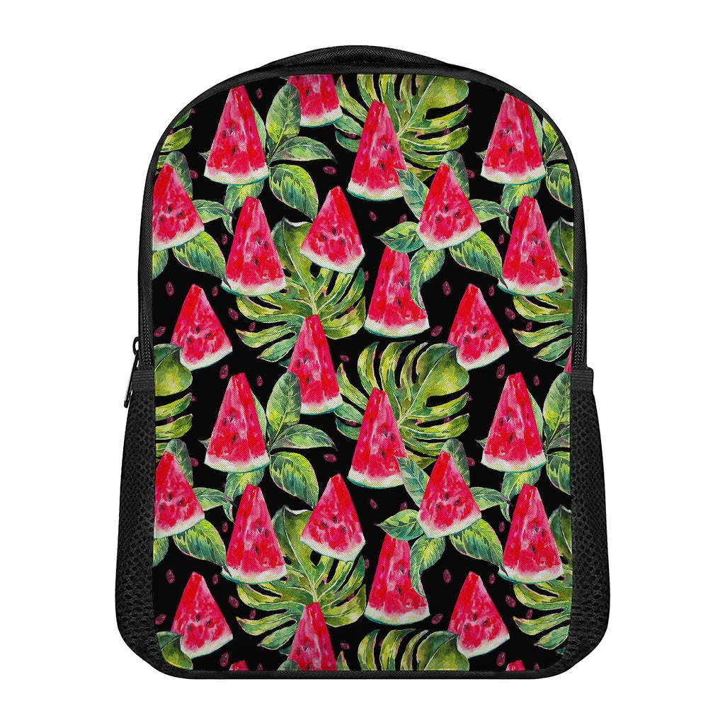Black Palm Leaf Watermelon Pattern Print Casual Backpack