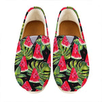 Black Palm Leaf Watermelon Pattern Print Casual Shoes