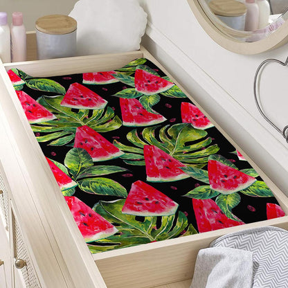 Black Palm Leaf Watermelon Pattern Print Changing Pad Cover