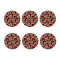 Black Palm Leaf Watermelon Pattern Print Coaster Set
