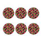 Black Palm Leaf Watermelon Pattern Print Coaster Set