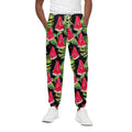 Black Palm Leaf Watermelon Pattern Print Cotton Sweatpants