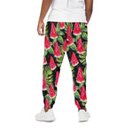 Black Palm Leaf Watermelon Pattern Print Cotton Pants