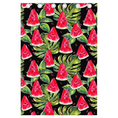 Black Palm Leaf Watermelon Pattern Print Curtain